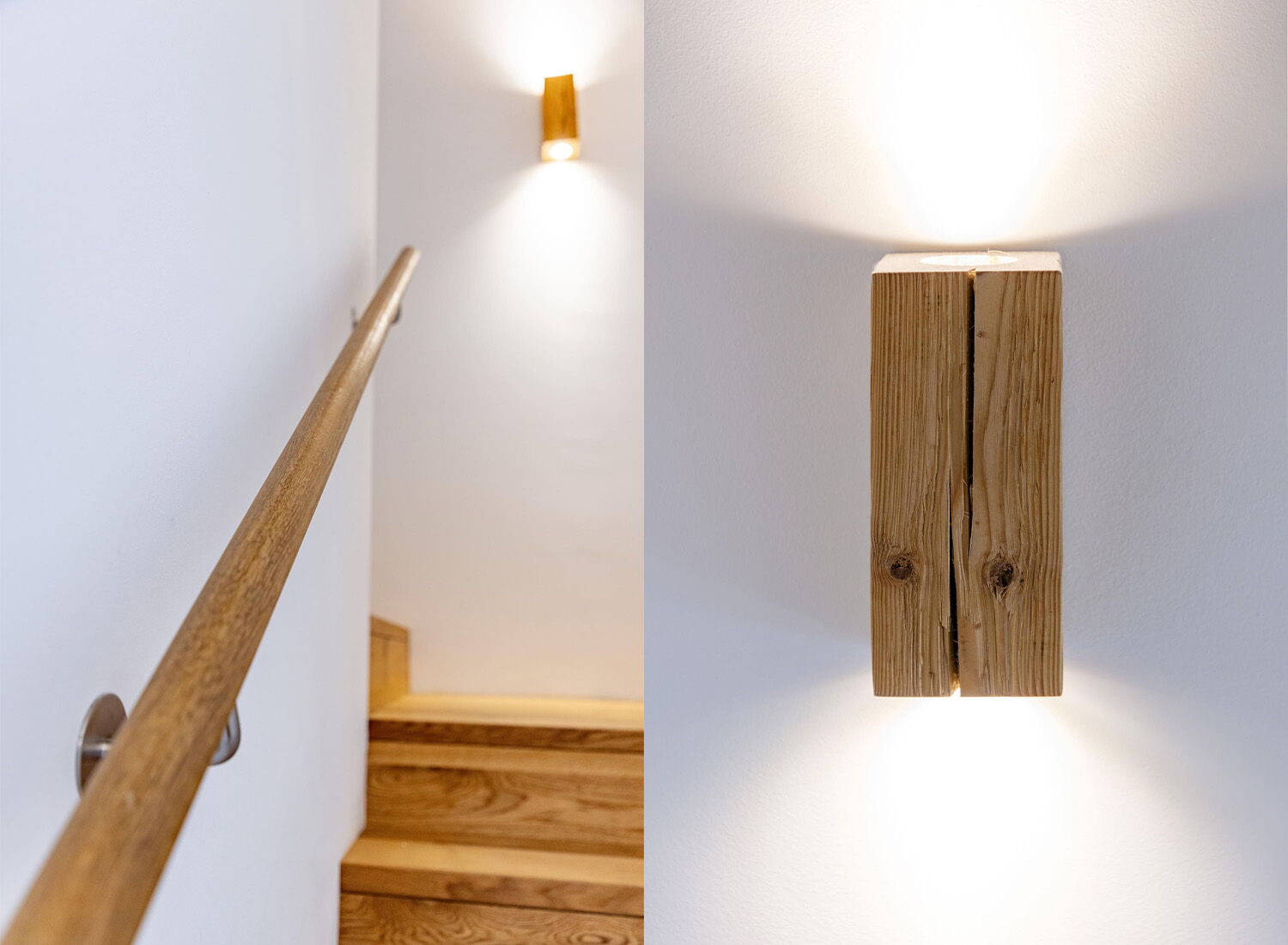 Holztreppe, Holzlampe
